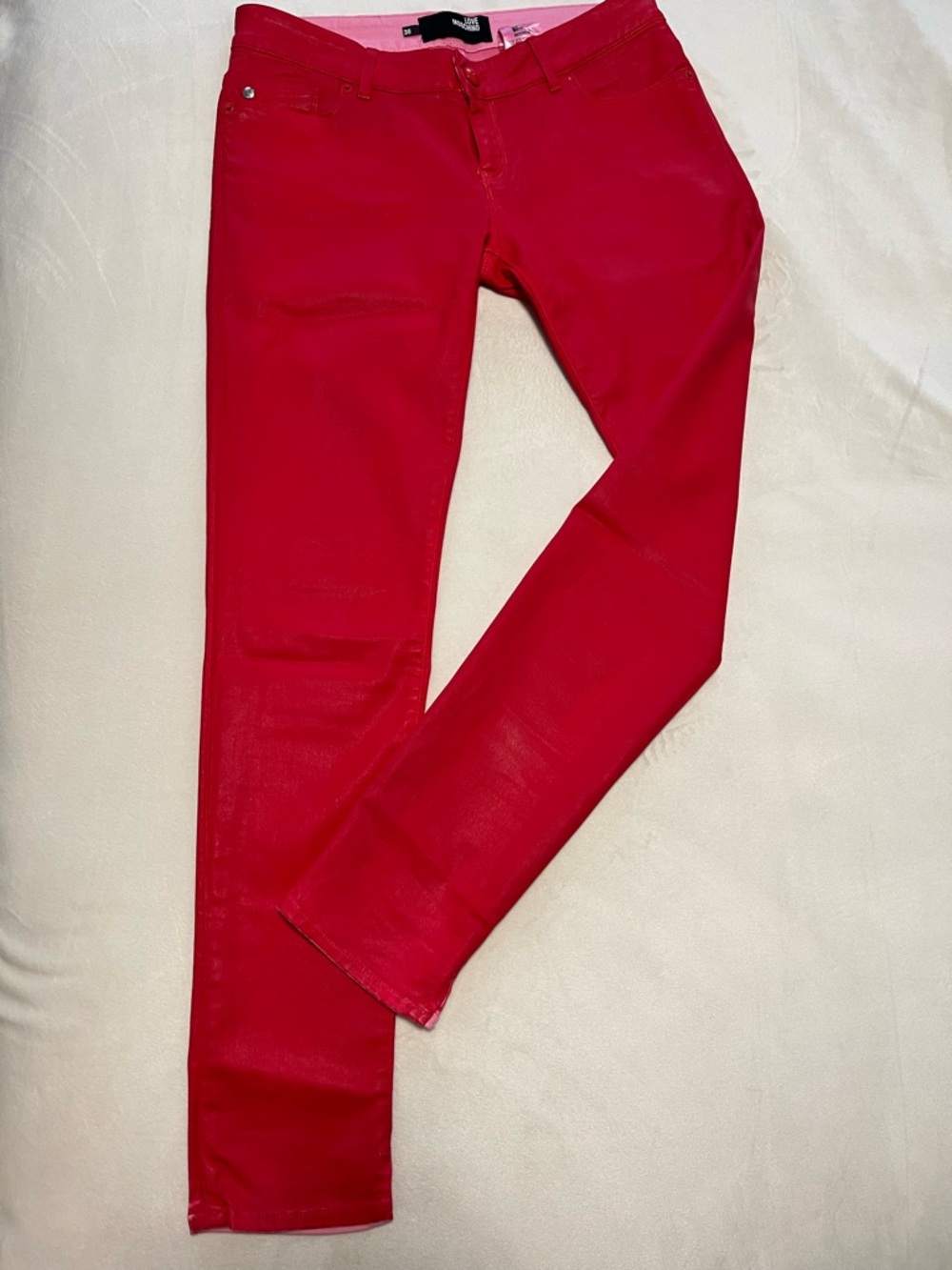 Love Moschino Bright Red “leather like” Skinny Jeans